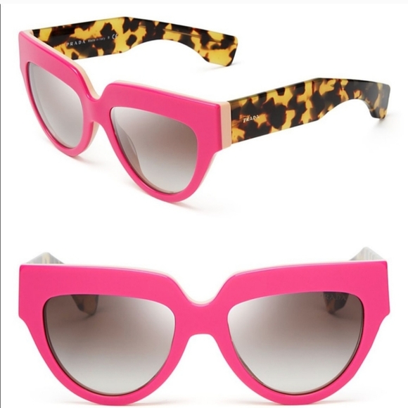 Prada Accessories - PRADA POEME Pink Beige Cat Eye Havana PR29PS 29P AUTHENTIC Chunky Sunglasses